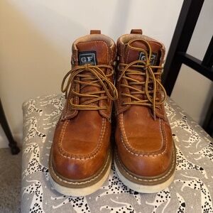 Golden Fox brown moc toe boots